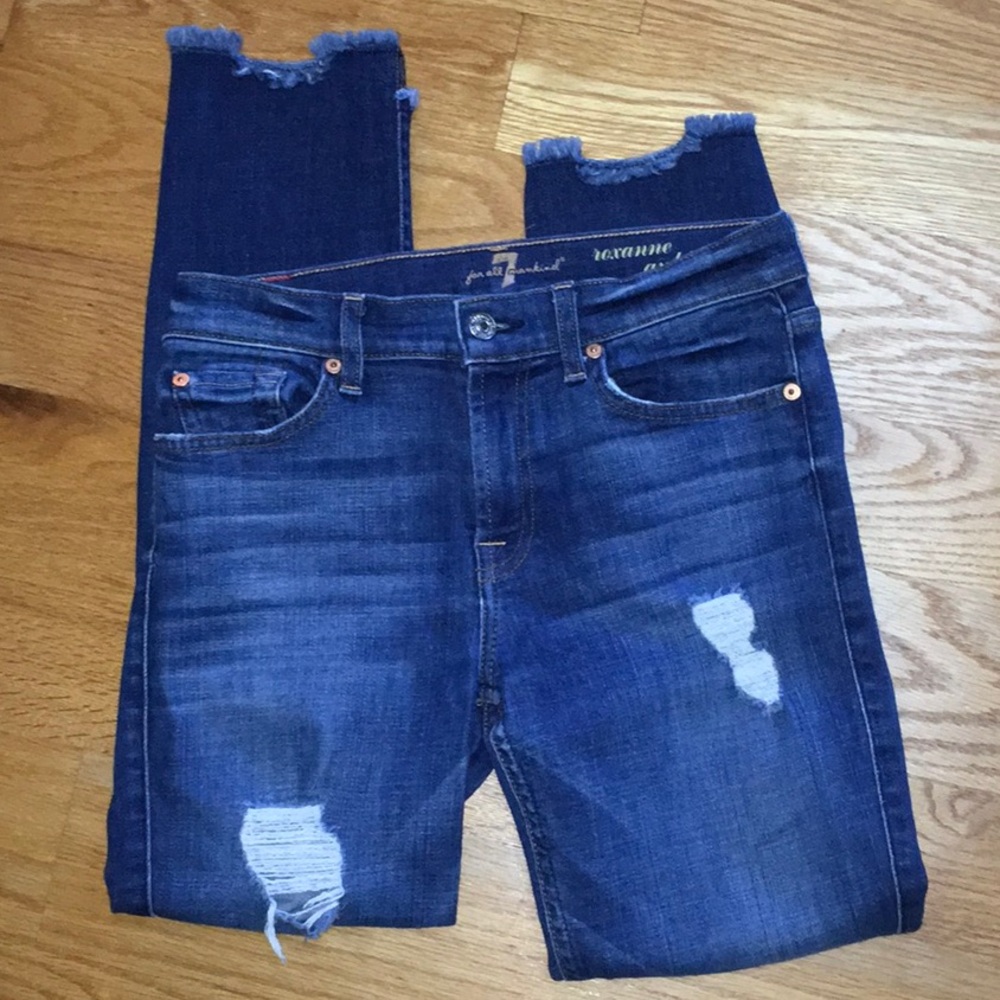 7 For All Mankind Dark Blue Roxanne Ankle Denim Jeans